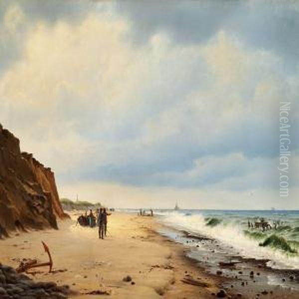 Strand Ved Vesterhavet I Naerheden Af Agger Oil Painting by Christian Eckardt