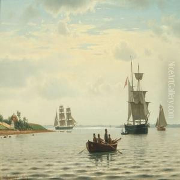 Seascape With Sailing Ships Oil Painting by Christian Eckardt