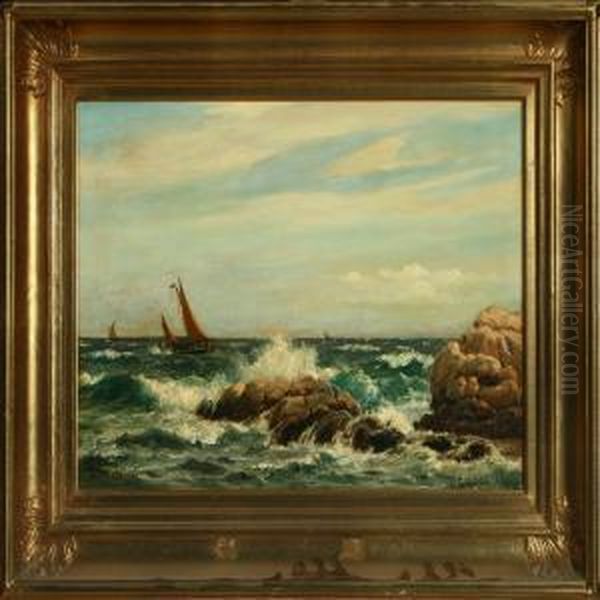 Sailing Boat Off The Scirococo Bay At Spalato, Dalmatinien Oil Painting by Christian Eckardt