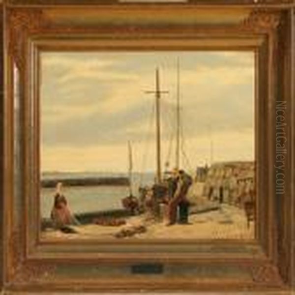 Scenery From A Harbour Oil Painting by Christian Eckardt