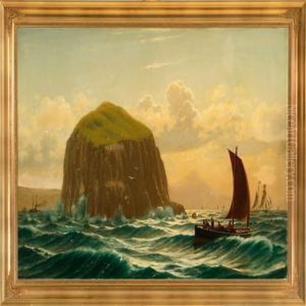 The Bass Rock Near Edingburgh Oil Painting by Christian Eckardt