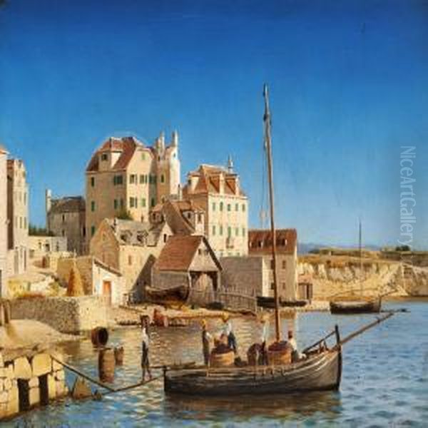 View Of The Harbour Of Spalato Oil Painting by Christian Eckardt