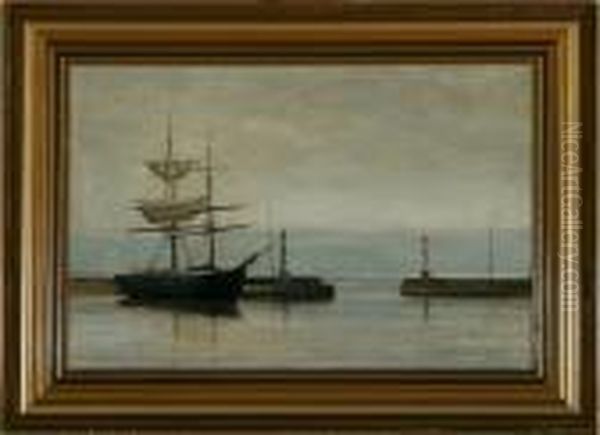 A Brig By The Habour Entrance Oil Painting by Christian Eckardt