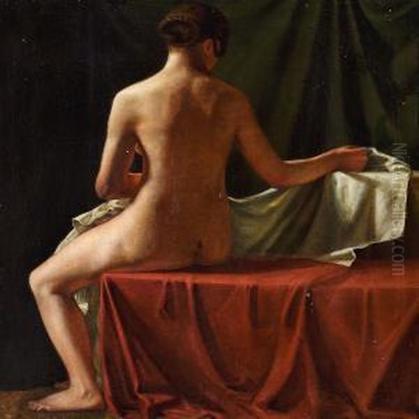 Seated Nude Seen Back Turned Oil Painting by Christoffer Wilhelm Eckersberg