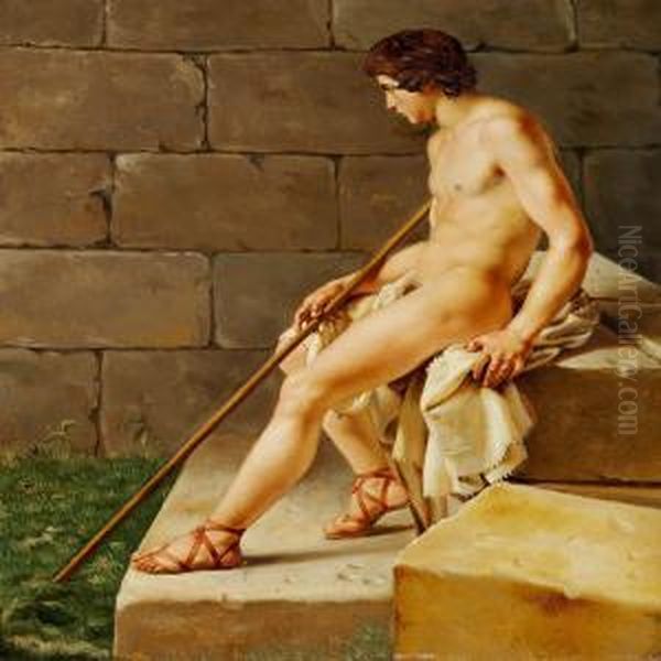 Sitting Young Man Oil Painting by Christoffer Wilhelm Eckersberg