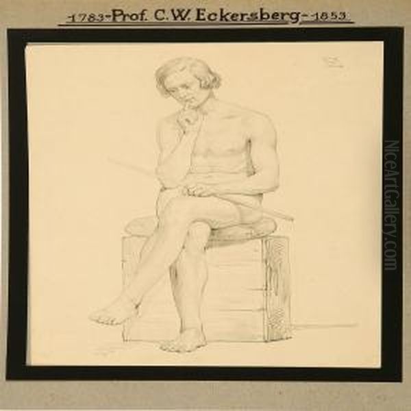 Academy Study Of A Sitting Man Oil Painting by Christoffer Wilhelm Eckersberg