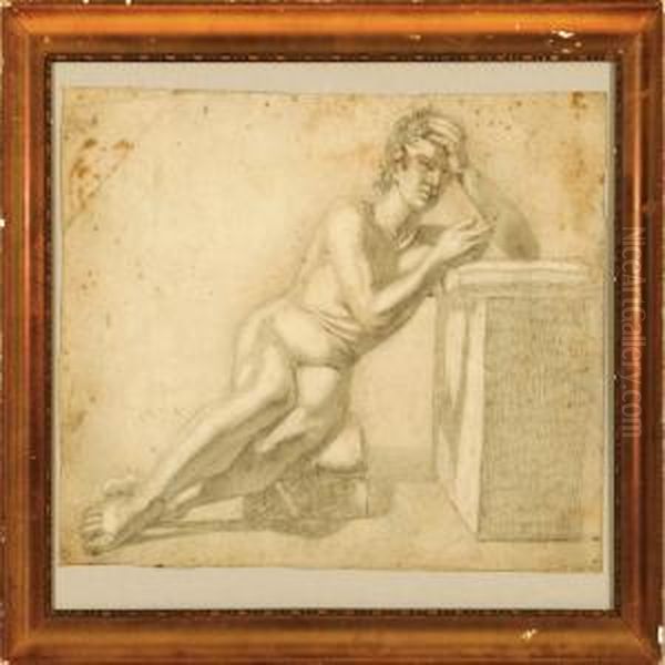 Academy Study Of A Nude Model Oil Painting by Christoffer Wilhelm Eckersberg