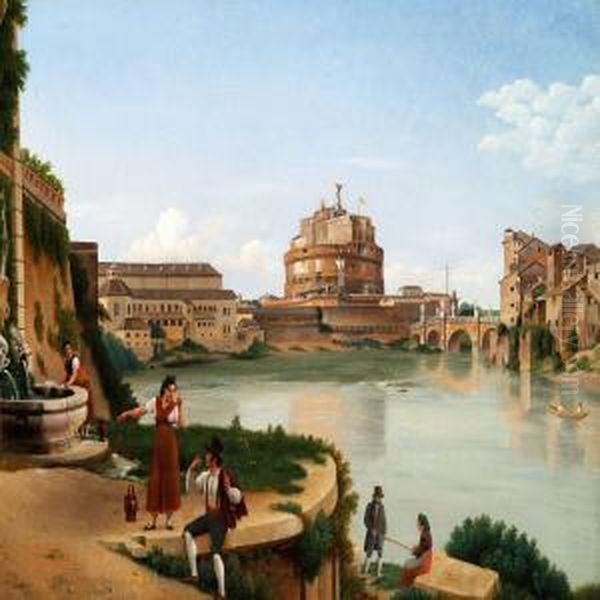 Castel St. Angelo Oil Painting by Christoffer Wilhelm Eckersberg