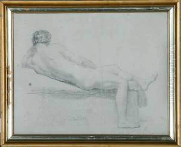 ?: Study Of A Naked Mand. 
Unsigned. Dated October 1818. Pencil And Charcoal On Paper. Visible Size
 29 X 37 Cm Oil Painting by Christoffer Wilhelm Eckersberg