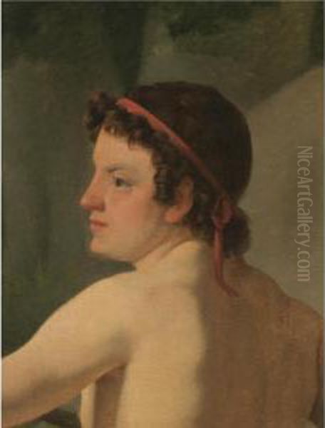 En Romersk Dreng (a Roman Boy) Oil Painting by Christoffer Wilhelm Eckersberg