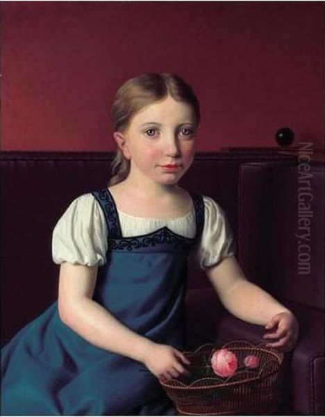 Portrait Of Bertha Henriette Frederikke Von Lovenskiold (1814-75) Oil Painting by Christoffer Wilhelm Eckersberg