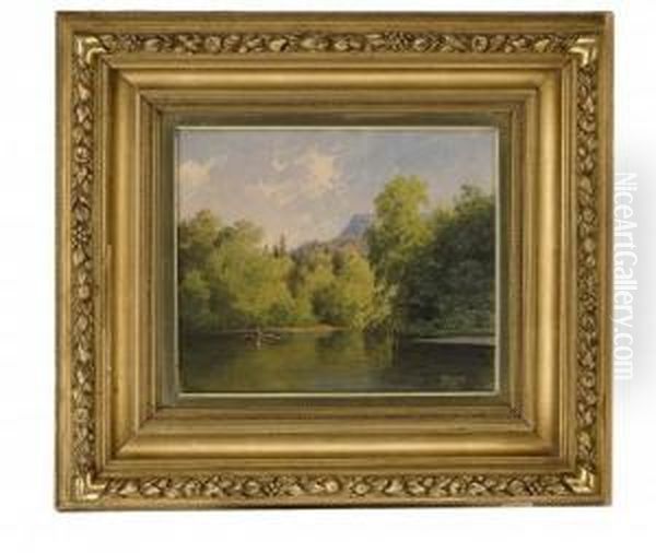 Summer Landscape With A Man In A Rowing Boat Oil Painting by Johan Frederick Eckersberg