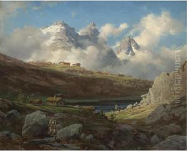 Fjellvandrer (the Mountain Wanderer) Oil Painting by Johan Frederick Eckersberg