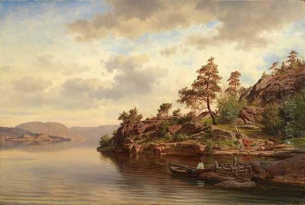 Fisker Ved Bryggen Oil Painting by Johan Frederick Eckersberg