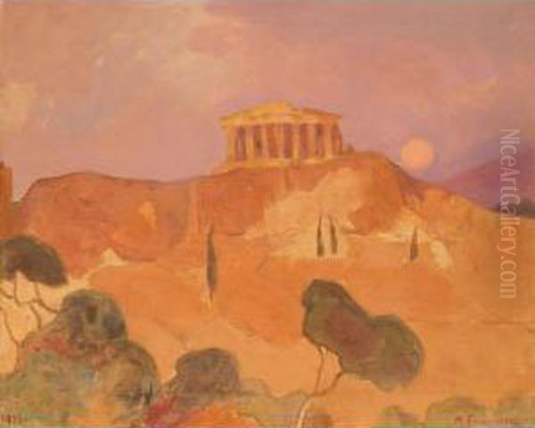 The Acropolis Oil Painting by Michalis Economou