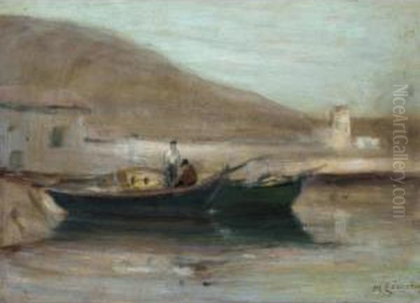 Boat By The Shore Oil Painting by Michalis Economou