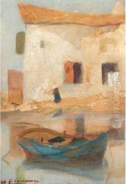 House Near The Water Oil Painting by Michalis Economou