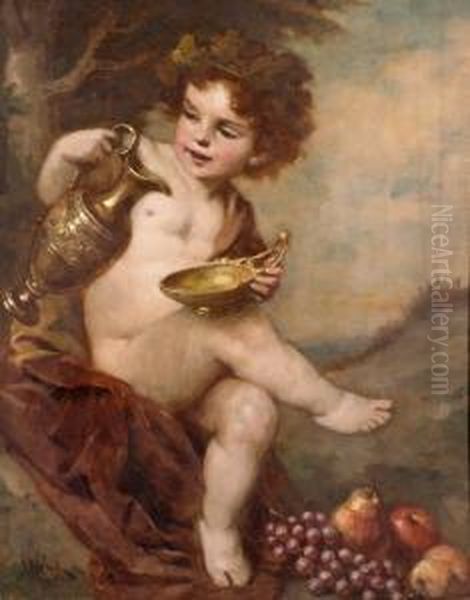 Putto Oil Painting by Gyula Eder