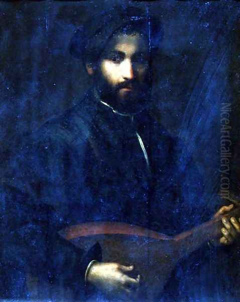 The Guitar Player Oil Painting by Giulio Campi