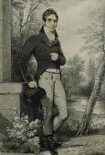 Portrait Of William Henry, 3rd Baron Lyttelton (1782-1830),full-length, In A Landscape Oil Painting by Henry Edridge