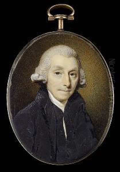 A Gentleman Of The Vanhomrigh 
Family, Wearing Black Coat, Waistcoat And White Stock, Powdered Wig With
 Side Buckles Oil Painting by Henry Edridge