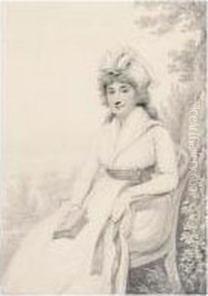 Portrait Of A Lady, Possibly Mrs Steele Oil Painting by Henry Edridge