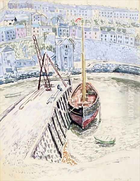 The Sans Pareil in Brixham Harbour Oil Painting by Dora Carrington