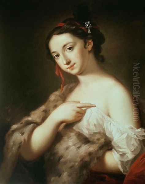 A Lady (Winter) Oil Painting by Rosalba Carriera