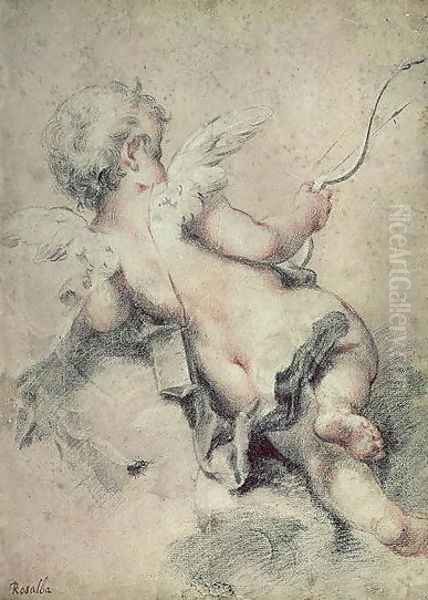 Cupid Lying on the Clouds Oil Painting by Rosalba Carriera