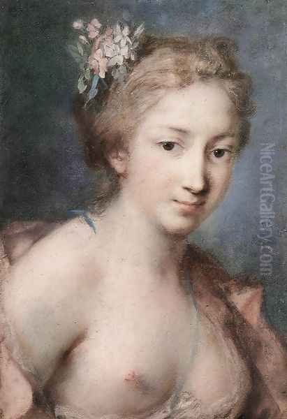 Flora 1730s Oil Painting by Rosalba Carriera