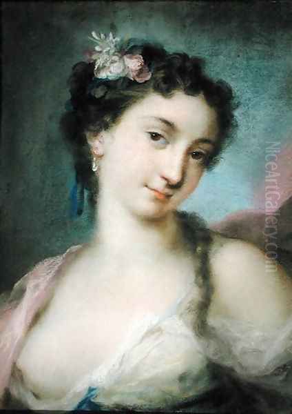 Portrait of a Lady as Flora Oil Painting by Rosalba Carriera