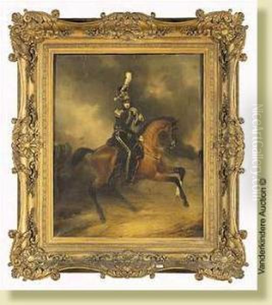 Portrait Du Colonel Guisber A Cheval, Fondateur Dupremier Regiment Des Guides Oil Painting by Jacobus Josephus Eeckhout