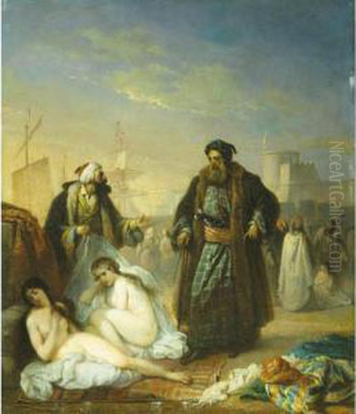 Le Marchand D'esclaves En Turquie Oil Painting by Jacobus Josephus Eeckhout