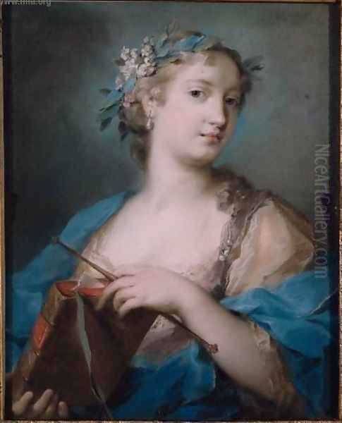 Portrait of a Woman Wearing a Laurel Wreath Oil Painting by Rosalba Carriera