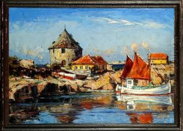 Coastal Scenery From Christianso Island, Denmark Oil Painting by Mogens Ege