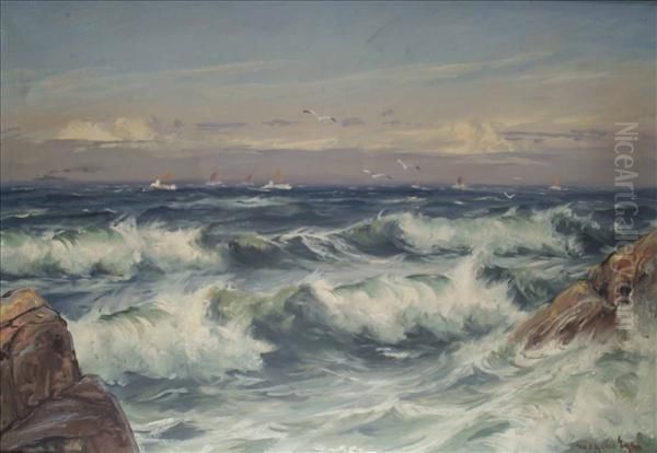 Coastal Scenein Bornholm Oil Painting by Mogens Ege