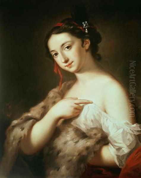 A Lady Oil Painting by Rosalba Carriera