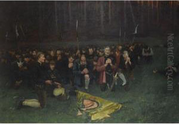 Ave Maria Nach Der Schlacht Am Bergisel (prayer After The Battle Of Bergisel) Oil Painting by Albin Egger-Lienz