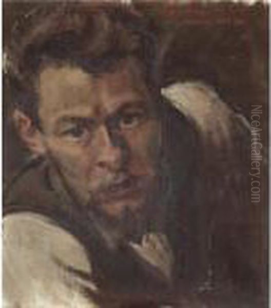 Bildnis Otto Kunz (portrait Of Otto Kunz) Oil Painting by Albin Egger-Lienz