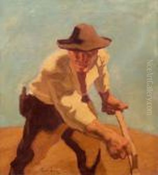 Schnitter Oil Painting by Albin Egger-Lienz