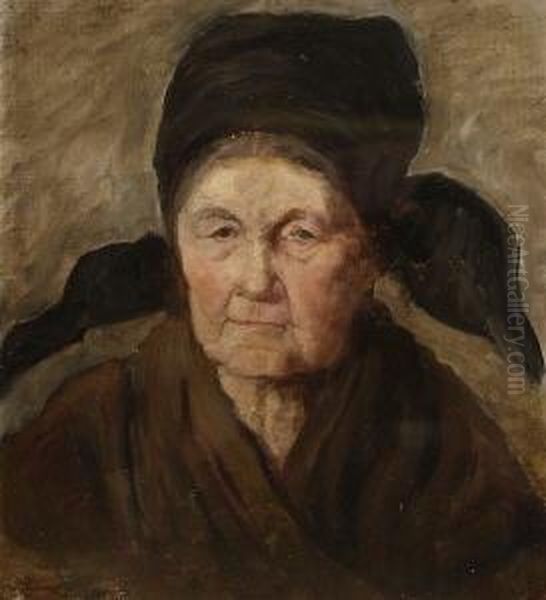 Bildnis Einer Bauerin Mit
 Schwarzem Kopftuch. Oil Painting by Albin Egger-Lienz