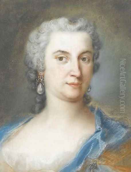 Portrait of Countess d'Orsini, bust-length Oil Painting by Rosalba Carriera