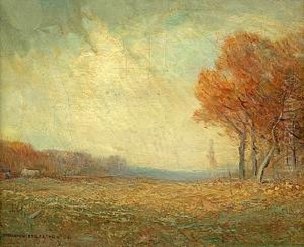 Autumn Fields, Landscape With A Woman, And Landscape: Three Oil Painting by Benjamin Eggleston