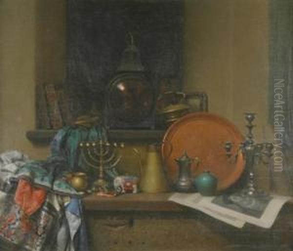 Still Life With Reflection Of The Artist Oil Painting by Benjamin Eggleston