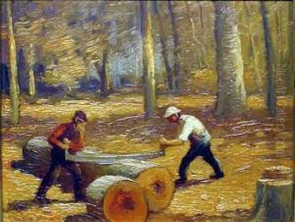 Wood Cutters Oil Painting by Benjamin Eggleston