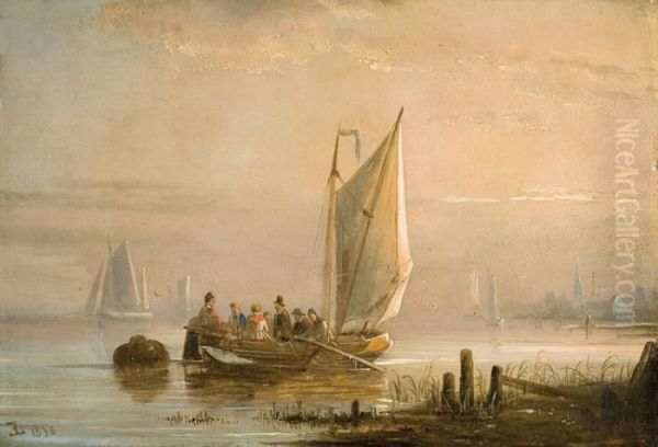 Barque En Mer Oil Painting by Egidius Linnig