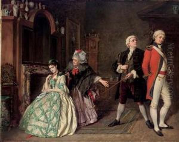 Captain Absolute's Introduction To Lydia Languish. '
Lydia
. I Won't Even Speak To Or Look At Him, Etc.' 
The Rivals Oil Painting by William Maw Egley