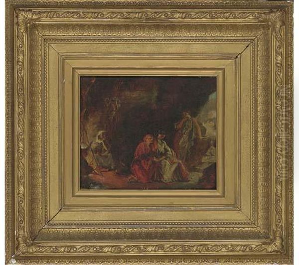 Glaucus And Ione In The Cave Of The Witch Of Vesuvius Oil Painting by William Maw Egley