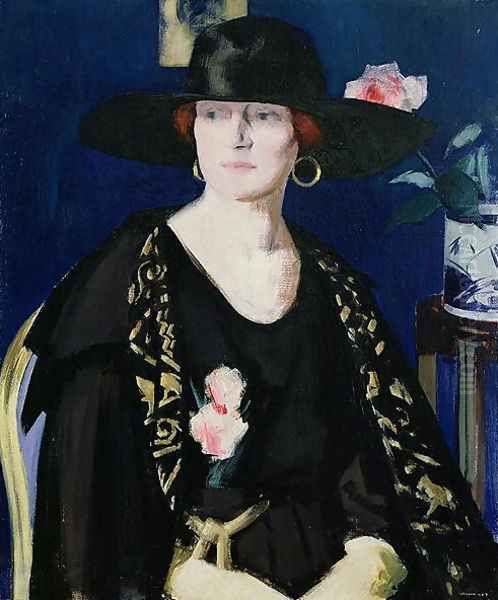 A Lady in Black and Gold Oil Painting by Francis Campbell Boileau Cadell