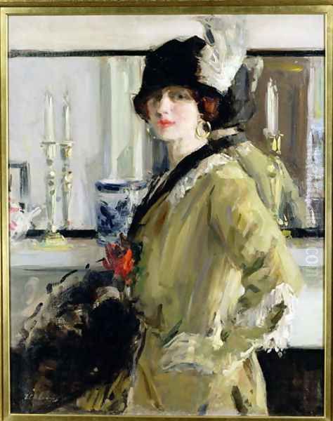 The Black Hat Oil Painting by Francis Campbell Boileau Cadell